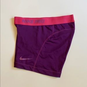 Purple and pink nike pro short